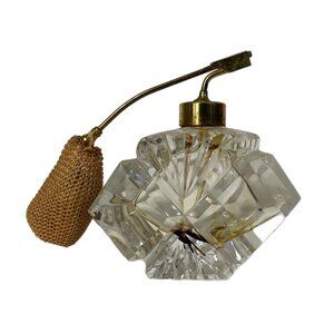 Irving Rice Lead Crystal 4” Perfume Bottle Atomizer Germany Vintage **READ**